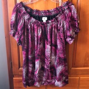 Puckered trim draping blouse